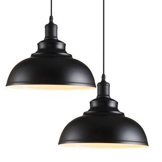 Lot De 2 Lustre Suspension Industrielle Vintage E27 Plafonnier Pour Cuisine Salon Chambre Noir Blanc