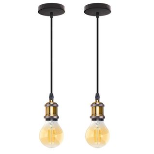 2 Pack Suspension Industrielle Vintage E27 Luminaire 100cm Pour Cuisine Chambre Bar Laiton