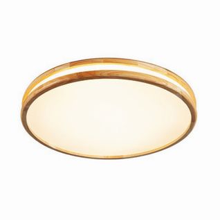 Plafonnier LED Bois Rond 40cm Éclairage De Plafond Pour Chambre Salon Couloir Lumière Chaude