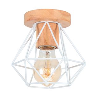 Plafonnier Industriel 15cm Lampe De Plafond Vintage Cage Diamant Pour Salon Chambre Café Blanc