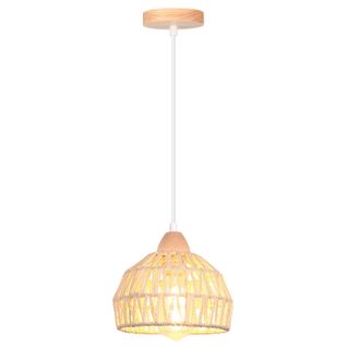 Suspension Luminaire Rétro 20cm Lustre Tressé En Corde De Chanvre Plafonnier Moderne Blanc