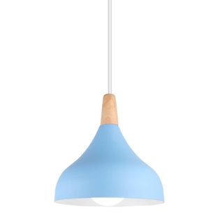 Lampe à Suspension Moderne Lustre Minimaliste Abat-jour En Métal Plafonnier D'intérieur E27 Bleu