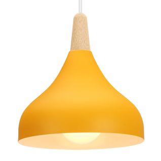 Lampe à Suspension Moderne Lustre Minimaliste Abat-jour En Métal Plafonnier D'intérieur E27 Jaune 2