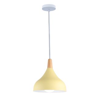 Lampe à Suspension Moderne Plafonnier D'intérieur Lustre Abat-jour En Métal Jaune E27