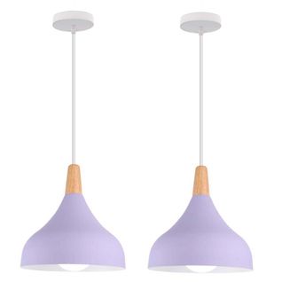 (2pcs)lampe à Suspension Moderne Plafonnier D'intérieur Lustre Abat-jour En Métal Violet E27