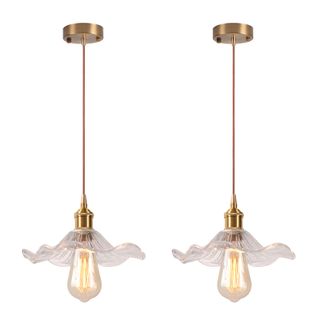 2pcs Plafonnier D'intérieur Vintage Suspension Luminaire En Verre Lustre Rétro Moderne