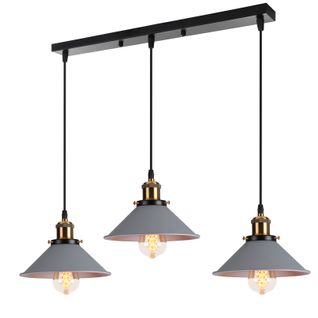 Plafonnier Rétro Suspension Luminaire Industrielles 3 Lumières 22cm Lustre Créatif Gris