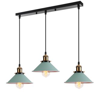 Plafonnier Rétro Suspension Luminaire Industrielles 3 Lumières 22cm Lustre Créatif Vert