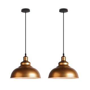 2pcs Suspension Luminaire Rétro Vintage Douille E27 Lustre D'intérieur Abat-jour En Métal