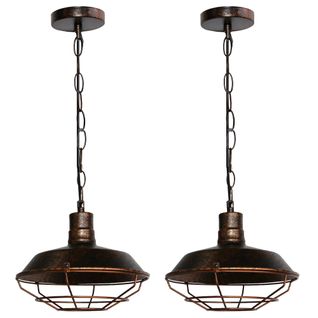 2pcs Lampe à Suspension Vintage Suspension Lustre Rétro En Fer Suspension Luminaire Antique 26cm