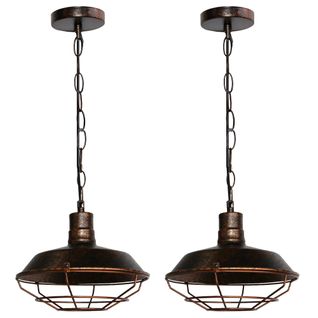 2pcs Lampe à Suspension Vintage Suspension Lustre Rétro En Fer Suspension Luminaire Antique 36cm