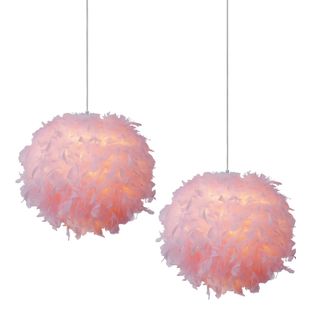 (2pcs) Lampe à Suspension Moderne En Plumes Plafonnier En Plumes Moelleuses Abat-jour Plume (rose)