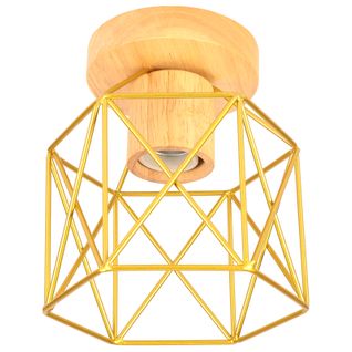 Plafonnier Moderne Lampe De Plafond Rétro Vintage, Abat-jour En Forme De Cage En Métal,or