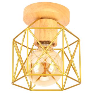 Plafonnier Moderne Lampe De Plafond Vintage Luminaire Plafonnier Rétro Abat-jour Métal Or