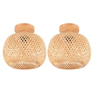 (2pcs) 25cm Lampe De Plafond En Bambou Plafonnier Moderne Rétro Luminaire Plafonnier Intérieur