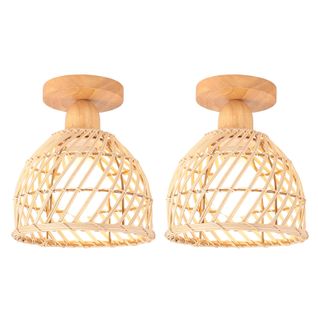 (2pcs) Plafonnier Moderne Lampe De Plafond En Bambou Plafonnier Rétro Luminaire Plafonnier Intérieur