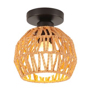 Lampe De Plafond Rétro Plafonnier Tressé En Corde De Chanvre Plafonnier Moderne