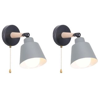 2pcs Applique Murale Moderne Gris Applique Murale Rétro Minimaliste Lampe Murale D'intérieur E27