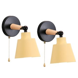 2pcs Applique Murale Moderne Jaune Applique Murale Rétro Minimaliste Lampe Murale D'intérieur E27