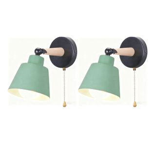 2pcs Applique Murale Moderne Applique Murale Rétro Minimaliste Lampe Murale D'intérieur E27 Vert