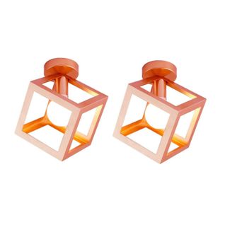 (2x)lampe De Plafond En Forme De Cube Luminaire Plafonnier Moderne Plafonnier Rétro Vintage Or Rose