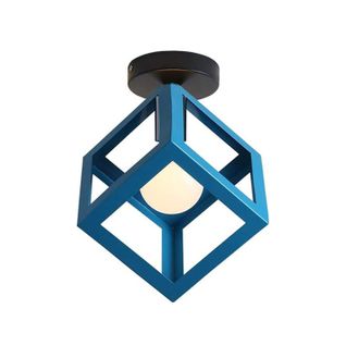 Lampe De Plafond En Forme De Cube Luminaire Plafonnier Moderne Plafonnier Rétro Vintage Bleu