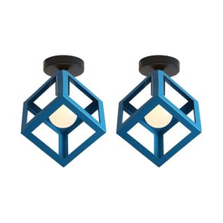 (2x)lampe De Plafond En Forme De Cube Luminaire Plafonnier Moderne Plafonnier Rétro Vintage Bleu