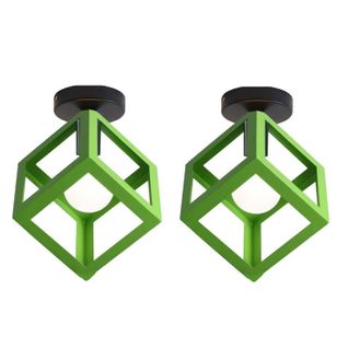 (2x)lampe De Plafond En Forme De Cube Luminaire Plafonnier Moderne Plafonnier Rétro Vintage Vert