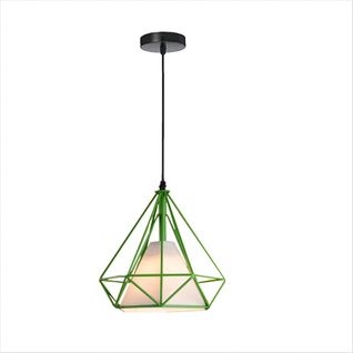 Lampe De Plafond En Fer Plafonnier Vintage En Forme De Cage De Diamant 25cm Lustre Rétro Vert