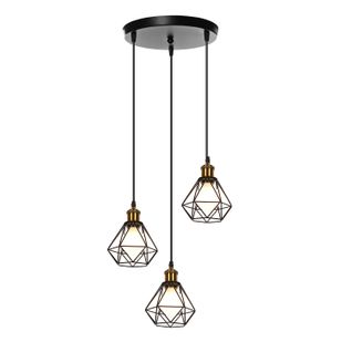 Plafonnier Rétro 3 Lumières Suspension Luminaire Vintage D'intérieur Suspension Lustre Métal Noir