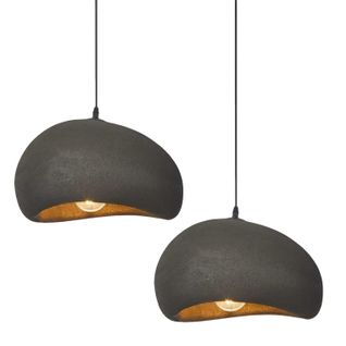 2x 30cm Lustre Personnalisé D'intérieur Plafonnier Rétro E27 Suspension Lustre Moderne Noir