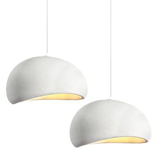 2x 50cm Lustre Personnalisé D'intérieur Plafonnier Rétro E27 Suspension Lustre Moderne Blanc