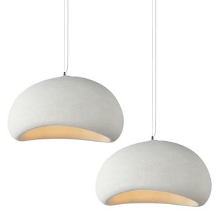 2x 60cm Lustre Personnalisé D'intérieur Plafonnier Rétro E27 Suspension Lustre Moderne Blanc
