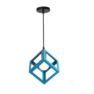 Suspension Lustre En Forme De Cube Lustre Luminaire Moderne Plafonnier Rétro Vintage Bleu Clair