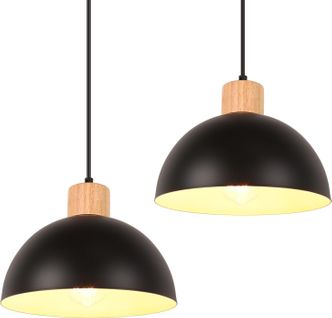 2pcs 20cm Lustre En Métal Vintage Suspension Luminaire Moderne Lampe à Suspension D'intérieur Noir