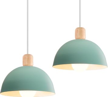 2pcs 20cm Lustre En Métal Vintage Suspension Luminaire Moderne Lampe à Suspension D'intérieur Vert