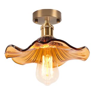Plafonnier En Verre Lampe De Plafond En Cristal Plafonnier Rétro Lustre Moderne E27 Marron