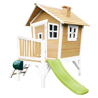 Robin Maison Enfant Avec Toboggan Vert Clair - Aire De Jeux Pour L'extérieur En Marron et Blanc -