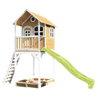 Romy Maison Enfant Avec Bac à Sable et Toboggan Vert Clair - Aire De Jeux Pour L'extérieur En