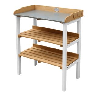 Table De Rempotage Avec Étagère De Rangement En Marron et Blanc - Table De Plantation En Bois