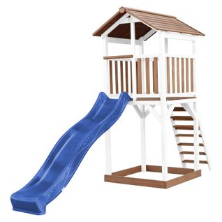 Beach Tower Aire De Jeux Avec Toboggan En Bleu et Bac à Sable - Grande Maison Enfant Extérieur En