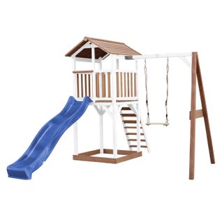 Beach Tower Aire De Jeux Avec Toboggan En Bleu, Balançoire et Bac à Sable - Grande Maison Enfant