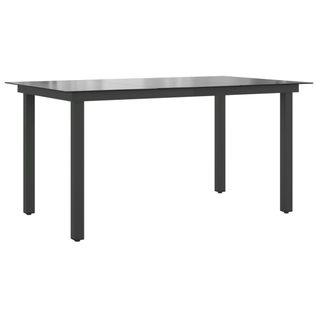 Table De Jardin Noir 150x90x74 Cm Aluminium Et Verre