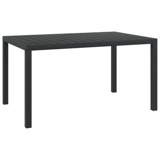 Table De Jardin Structure Aluminium Résistante Aux Intempéries Avec Wpc Noir 150x90x74 Cm