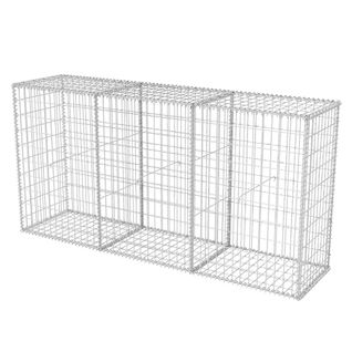 Panier De Gabion Acier Galvanisé 200x50x100 Cm Clôture Barrière Mur De Soutènement Jardin