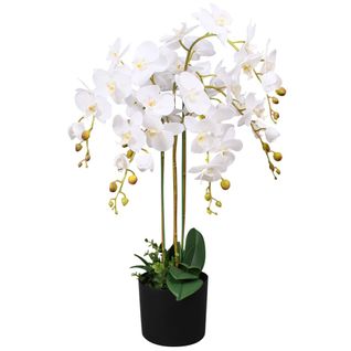 Orchidée Artificielle Avec Pot Résistante à La Décoloration Aux Uv Faux Plante 75 Cm Blanche