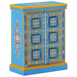 Buffet Bois Massif De Manguier Peinture Manuelle Turquoise
