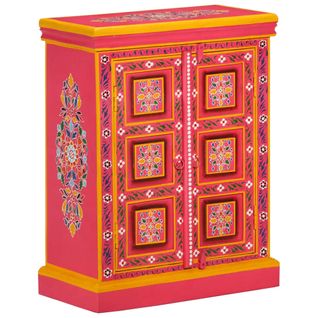 Buffet Bois Massif De Manguier Peinture Rose à La Main