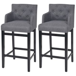 Tabourets De Bar 2 PCs Gris Foncé Tissu