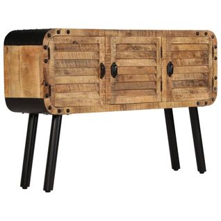 Buffet Avec Style Industriel Vintage et Rangement Tri-portes Bois De Mangue Massif 120x30x76cm